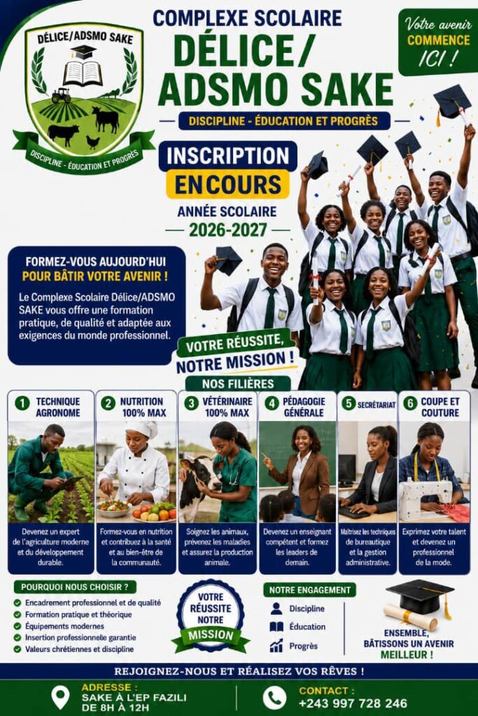 Masisi : le Complexe Scolaire DÉLICE/ADSMO SAKE lance les inscriptions et promet une formation professionnelle tournée vers l'excellence 2 img 20260725 wa12744344914493545353338