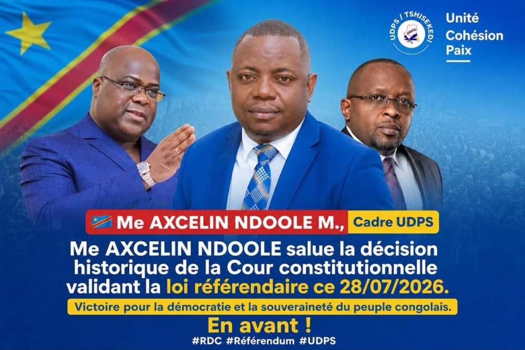 RDC : Axcelin Ndoole salue une « victoire de la démocratie » après la validation de la loi référendaire par la Cour constitutionnelle 3 img 20260729 wa05013400924075675292603